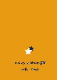 navy and orange with star