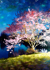 Beautiful night cherry blossoms#1337