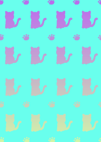 HAPPY GRADIENT CAT-NEON BLUE-BLACKj