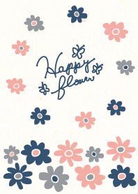 Happy flower-Japanese paperx Navy xpink-