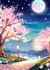 Beautiful night cherry blossoms#2650