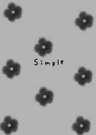 Grey watercolor black floral pattern.