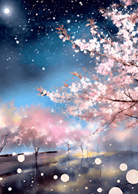 Beautiful night cherry blossoms#1194