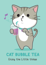 Cute Cat with bubble tea
