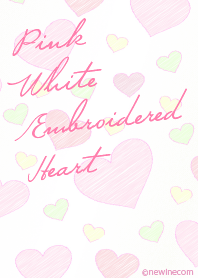 ピンク ホワイト 刺繍 ハート