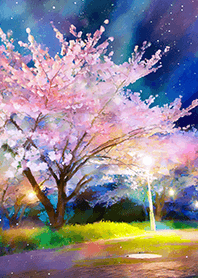 Beautiful night cherry blossoms#1116