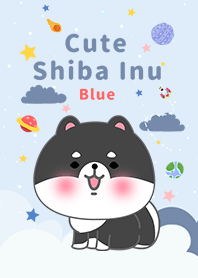浩瀚宇宙 寶貝黑柴犬 藍色&白色