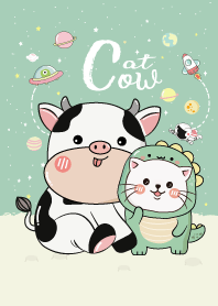 Cow and Cat Space (Green mint)