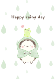 雨の日のハリネズミ (グリーン)