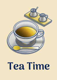 ティータイム【ベージュ×紺色】002