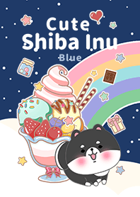 冰淇淋星空 可愛寶貝黑柴犬 藍色2