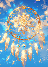 Golden-blue dreamcatcher guarding wealth