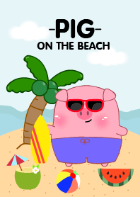 Cute Pig on the beach