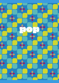retro pop pattern on blue JP
