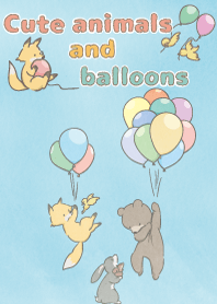 Cute animals and balloons