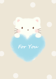 mokomoko heart -cat- beige dot 2