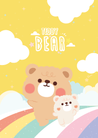 Teddy Bear Sky Rainbow Yellow
