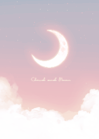 Cloud & Crescent Moon  - Blue & Pink 05