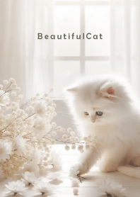 Beautiful Cat-WHITE FLOWER 22