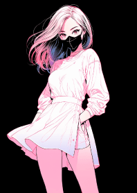 可愛的口罩美少女