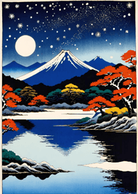 Starry sky, sea and lake, Ukiyo-e 2FF9