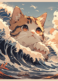療癒您的心❤11 浮世繪貓咪衝浪!!