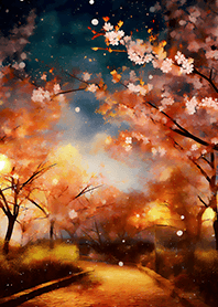 Beautiful night cherry blossoms#2042