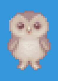 Owl Pixel Art Theme  Blue 02
