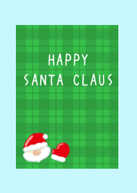 HAPPY SANTA CLAUSj-GR CHECKERED-LIGHT BL