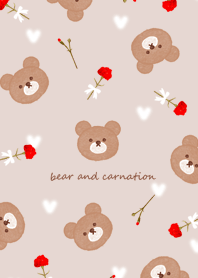 Bear, carnation and heart pinkbeige08_2