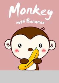 Monkey with Bananas Brown and Pink