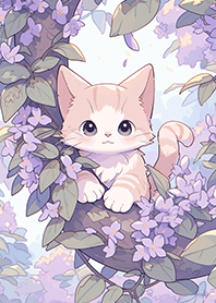 Kitten on the Purple Sakura Tree