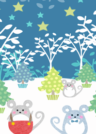 Simple blue mouse and Nordic forest.