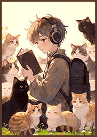 療癒生活貓咪朋友 男孩與貓9H 咖啡色