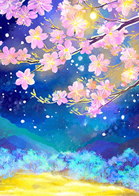 Beautiful night cherry blossoms#1324