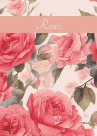 Noble Roses on pink & blue