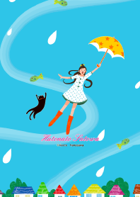 Girl flying in the rain [Spring Summer]