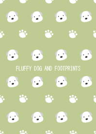 FLUFFY DOG AND FOOTPRINTS-LEAF GREEN