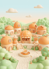 Cute Pastel Orange Village
