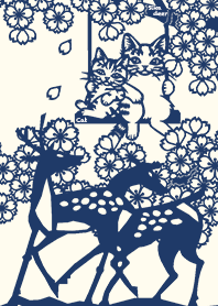 Paper Cutting (Sakura & Sika deer)01