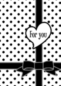 ホワイト×ブラック 水玉リボン