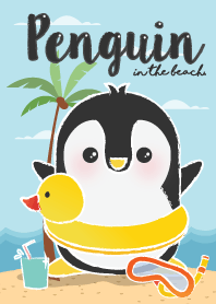 penguin in the beach. (Yellow ver.)