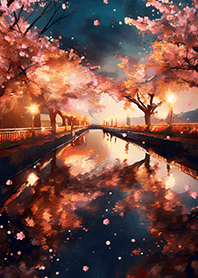 Beautiful night cherry blossoms#2666