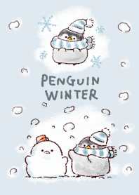 simple penguin winter white blue
