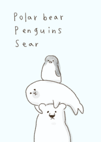 simple Polar bear Penguins seal mint