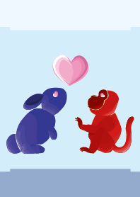 ekst blue(ウサギ)love red(サル)