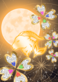 月亮和四叶草橙色摩羯座