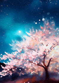 Beautiful night cherry blossoms#2386