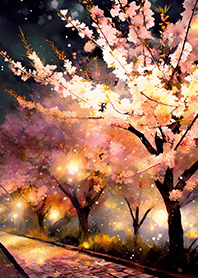 Beautiful night cherry blossoms#1580
