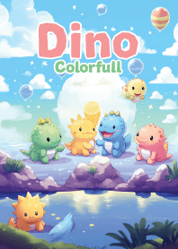 Dino gang with colorful balloon 2